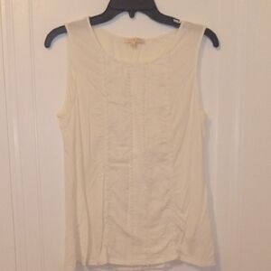 women large white sleeveless top design down front